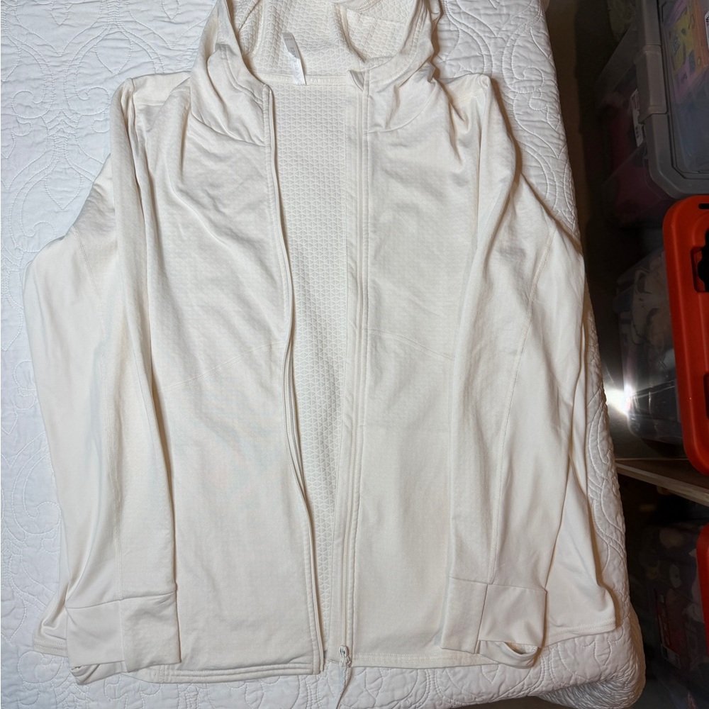Fabletics White Zip Hoodie XXL Athletic Jacket